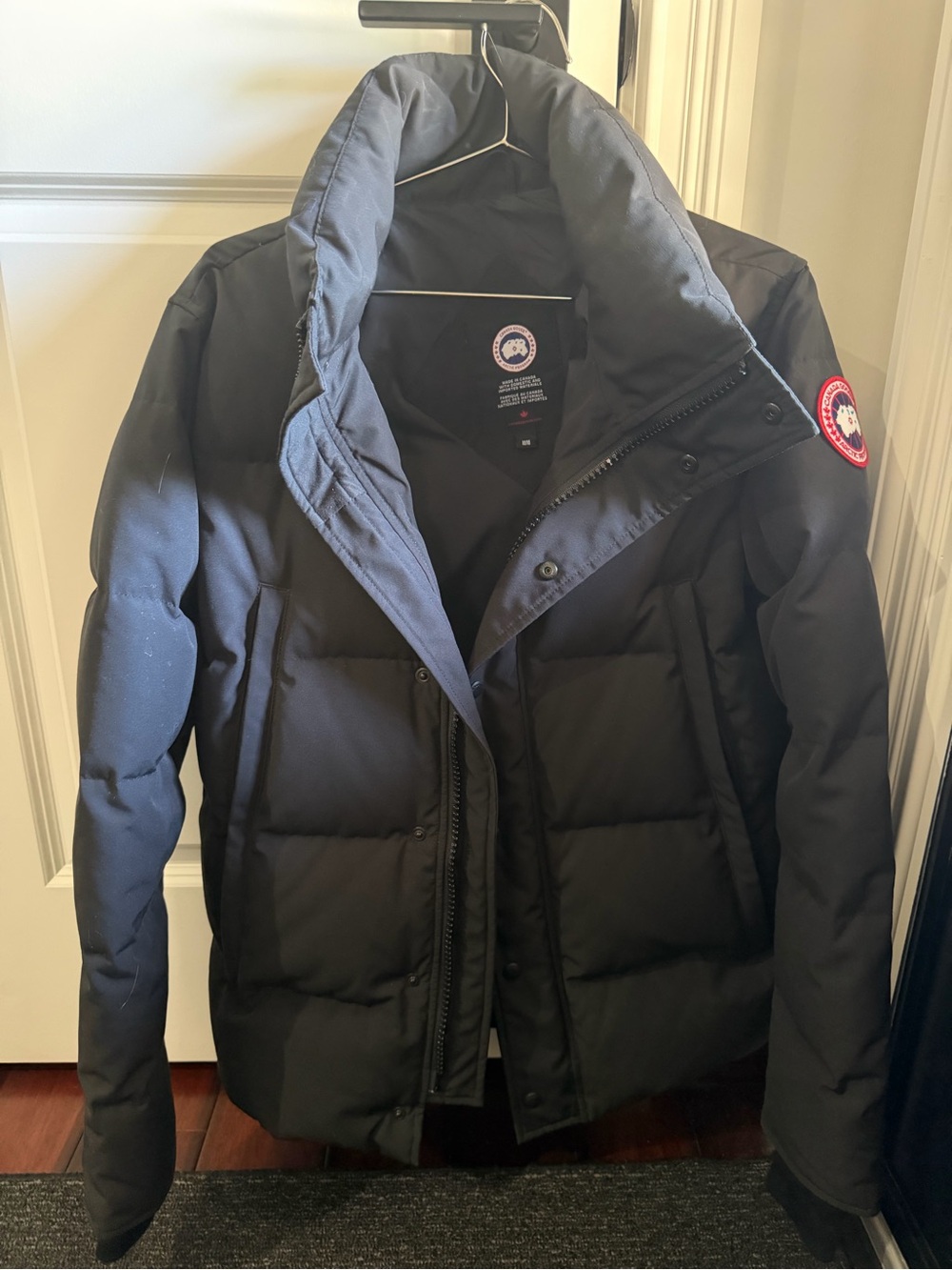 Canada Goose Black Quilted Down Jacket with Logo Patch